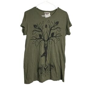 Sure Original Tee T-Shirt Womens L Olive Green Tree of Life Graphic Spiritual